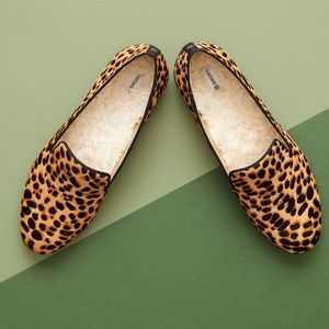 Birdies Starling Cheetah Haircalf Flat Slipper